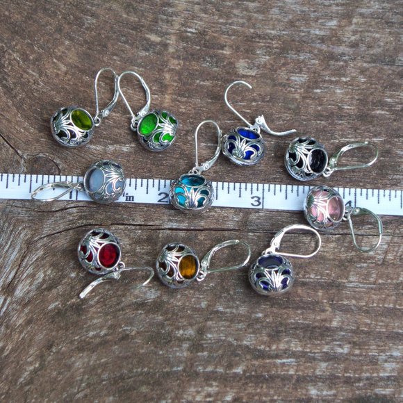 COPY - Recycled Vintage 1940's Red Beer Bottle Vintage Lace Lever Back Earrings - Picture 3 of 3